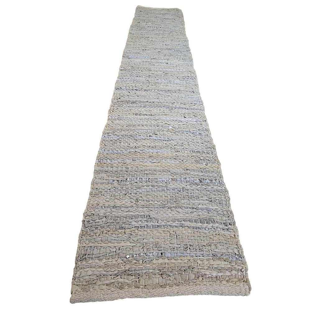 OXFORD LEATHER RAG RUG Gray VINTAGE 88" X 16" AND SMALL ONE